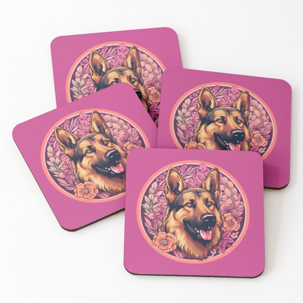 Item preview, German Shepherd in a Pink and Coral Garden designed and sold by Michaelajf12.