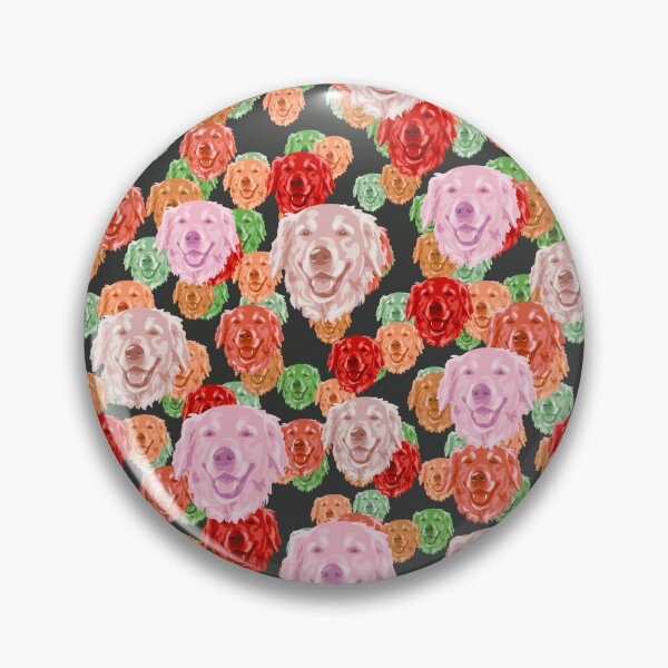 Item preview, Smiling Golden Retriever Faces Floral-like Pink Multicolored Pattern designed and sold by DuFauna.