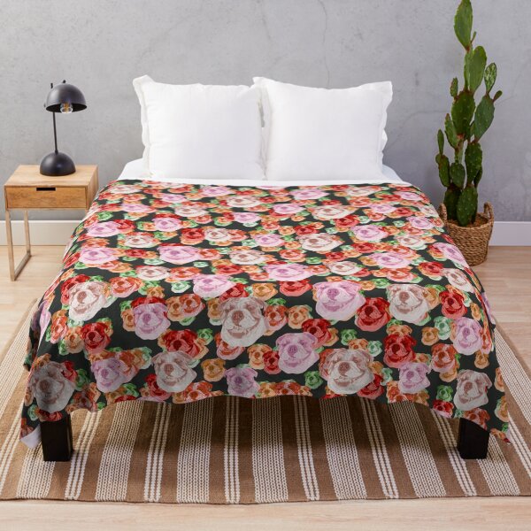 Item preview, Smiling English Bulldog Faces Floral-like Pink Multicolored Pattern designed and sold by DuFauna.