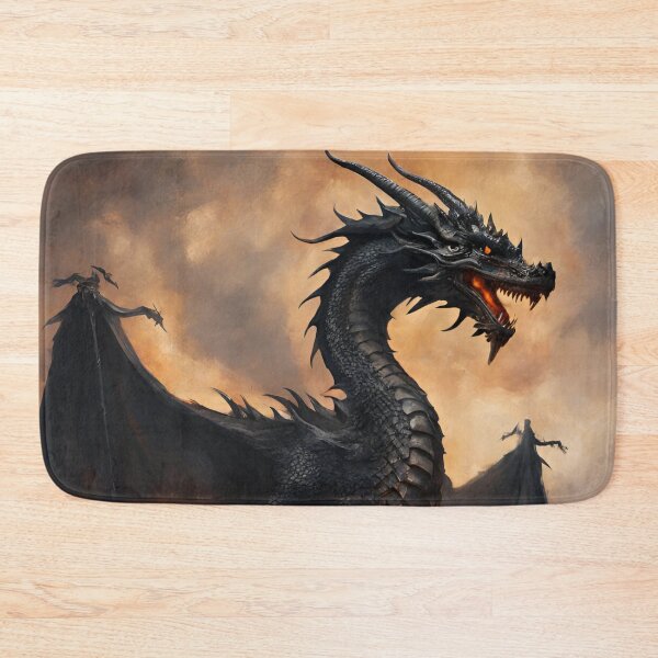 Item preview, Black Dragon medieval fortress - oil painting  designed and sold by Fantasy Cache.