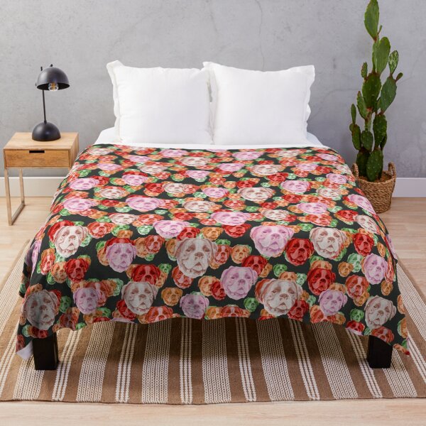 Item preview, Smiling Boxer Faces Floral-like Pink Multicolored Pattern designed and sold by DuFauna.