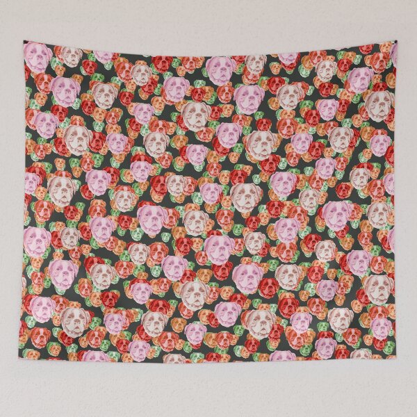 Item preview, Smiling Boxer Faces Floral-like Pink Multicolored Pattern designed and sold by DuFauna.