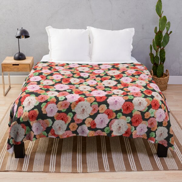 Item preview, Smiling Poodle Faces Floral-like Pink Multicolored Pattern designed and sold by DuFauna.