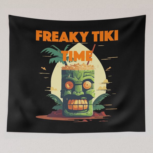 Item preview, Tiki Drink - Freaky Tiki Time (Orange Lettering) designed and sold by VelvetRoom.