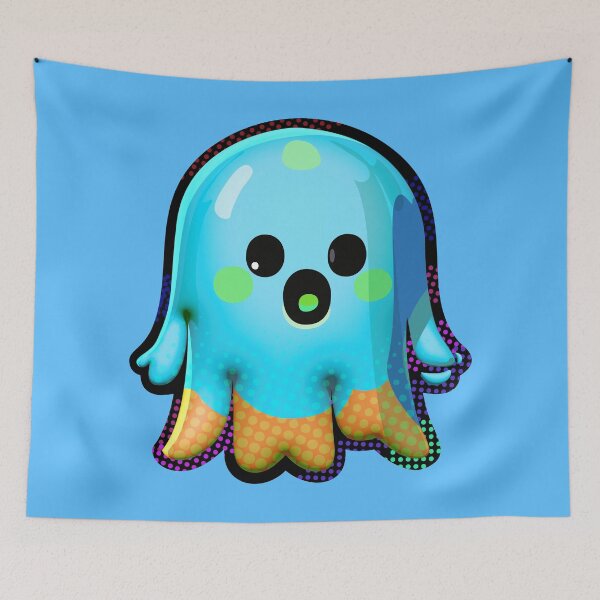 Item preview, Super cute little blue octopus kawaii ghost designed and sold by ladstudio.