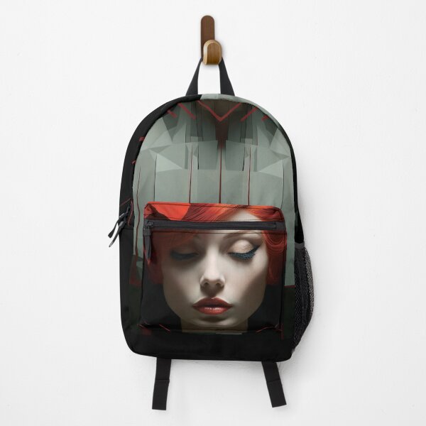 Item preview, Gorgeous geometry, redhead lady, AI art designed and sold by MachinaeDreams.