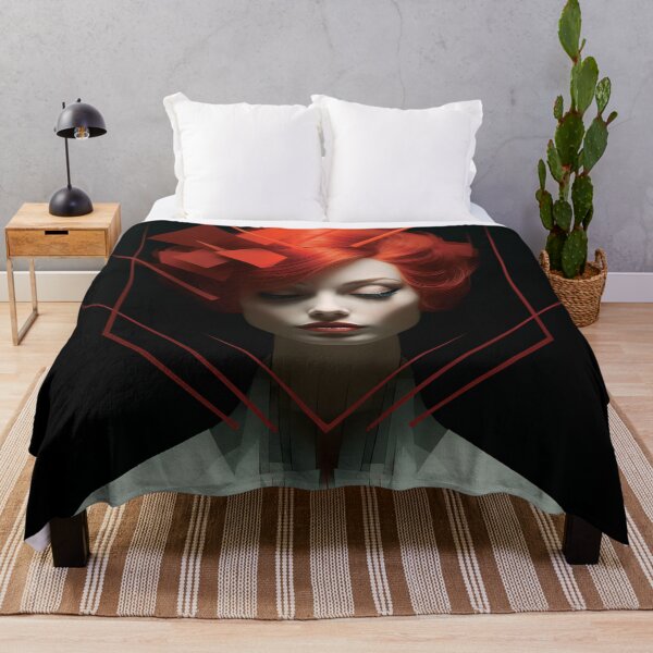 Item preview, Gorgeous geometry, redhead lady, AI art designed and sold by MachinaeDreams.