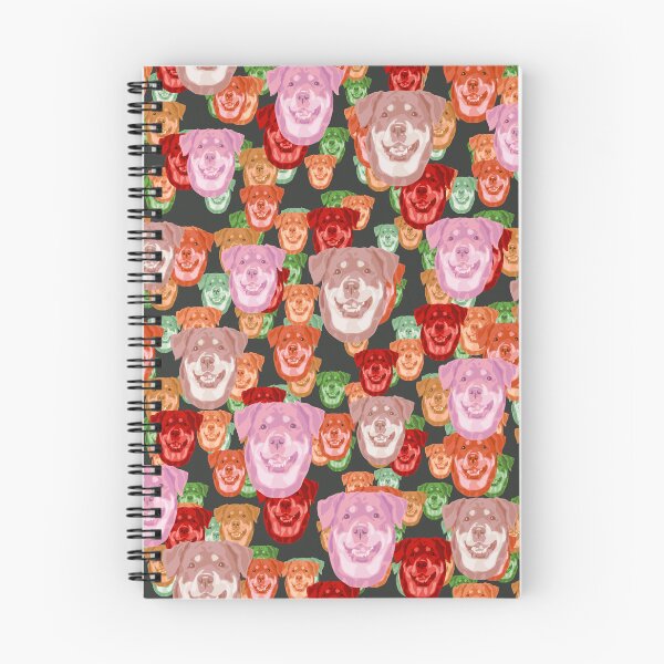 Item preview, Smiling Rottweiler Faces Floral-like Pink Multicolored Pattern designed and sold by DuFauna.