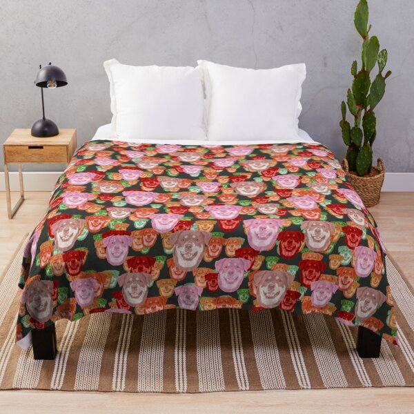 Item preview, Smiling Rottweiler Faces Floral-like Pink Multicolored Pattern designed and sold by DuFauna.