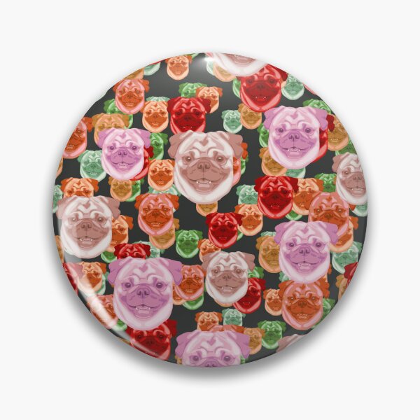 Item preview, Smiling Pug Faces Floral-like Pink Multicolored Pattern designed and sold by DuFauna.