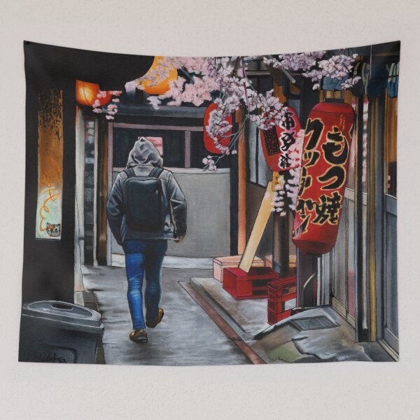 Item preview, Tokyo Laneway in Spring designed and sold by ErinNicholls.