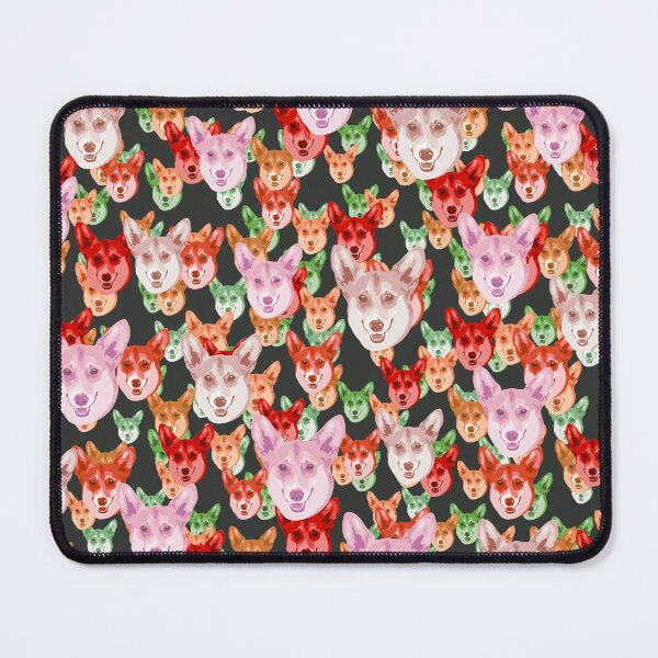 Item preview, Smiling Corgi Faces Floral-like Pink Multicolored Pattern designed and sold by DuFauna.