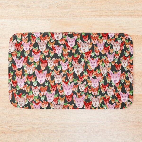 Item preview, Smiling Corgi Faces Floral-like Pink Multicolored Pattern designed and sold by DuFauna.