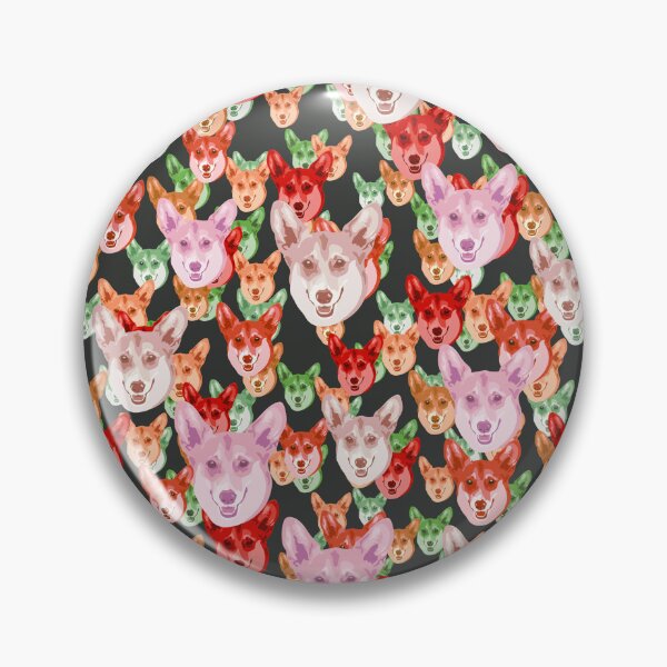 Item preview, Smiling Corgi Faces Floral-like Pink Multicolored Pattern designed and sold by DuFauna.