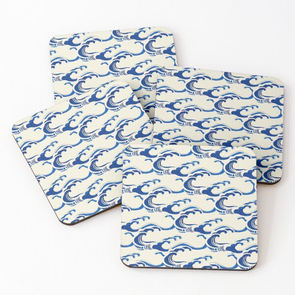 Item preview, Cerulean Surf: Traditional Japanese Wave Pattern on Cream Canvas designed and sold by Suzana Djordjevic.