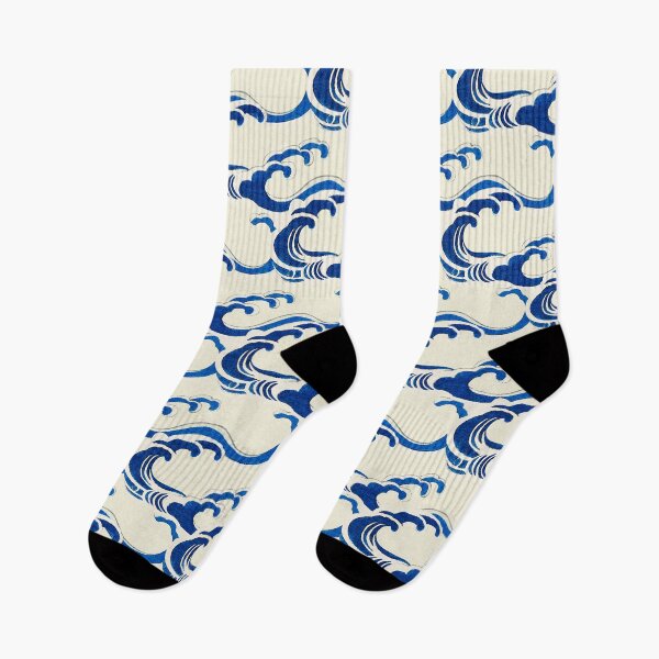 Item preview, Cerulean Surf: Traditional Japanese Wave Pattern on Cream Canvas designed and sold by Suzana Djordjevic.