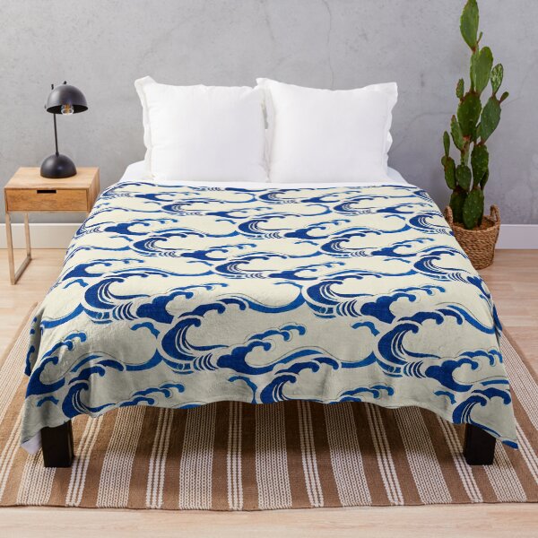 Item preview, Cerulean Surf: Traditional Japanese Wave Pattern on Cream Canvas designed and sold by Suzana Djordjevic.