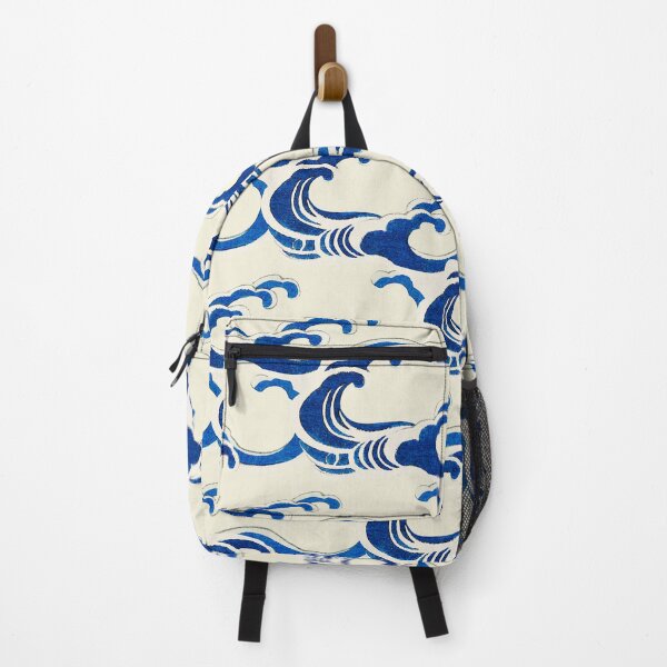 Item preview, Cerulean Surf: Traditional Japanese Wave Pattern on Cream Canvas designed and sold by Suzana Djordjevic.
