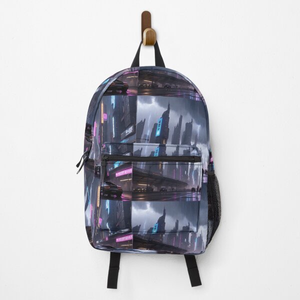 Item preview, Rainy cityscape, neon lights, tall buildings, futuristic cars. designed and sold by ArtComixHaven.