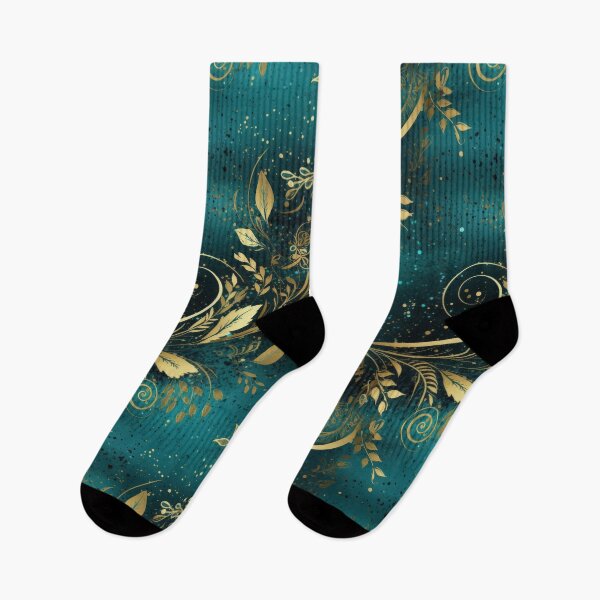 Item preview, Gold on dark green Abstract Background with flowers designed and sold by PICbyFemke.