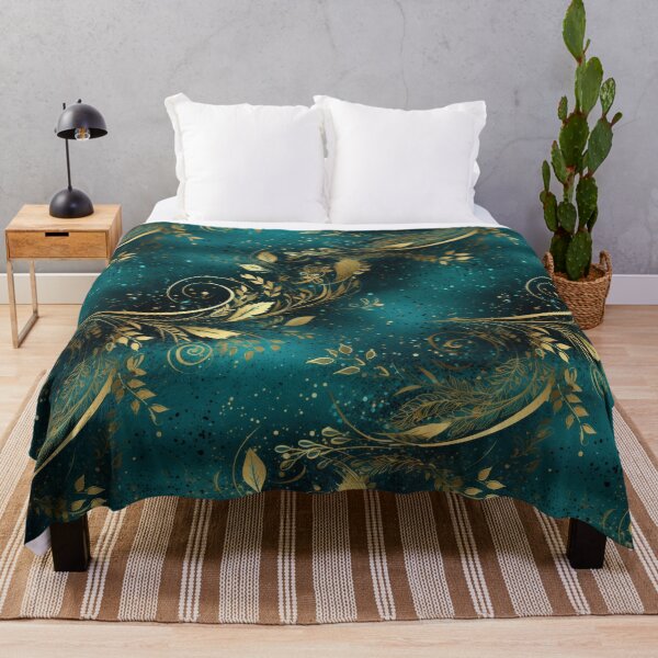 Item preview, Gold on dark green Abstract Background with flowers designed and sold by PICbyFemke.