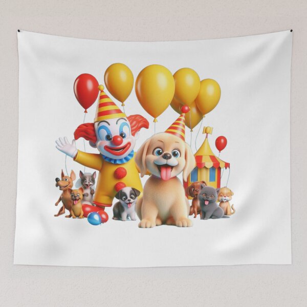 Item preview, The dog with the clown at a fun party designed and sold by zdzdesigner.