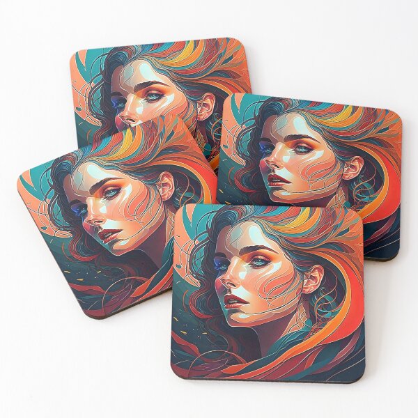Item preview, Abstract portrait of a woman with flowing hair designed and sold by JustInspireMe.