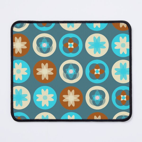 Item preview, Circles, Modern Vintage, Geometric, Classic, Floor; Terrazzo, Regular Pattern, Circular Pattern, Graphic; Stars, flowers, blue-gray, turquoise, brown, cream designed and sold by nun-design.