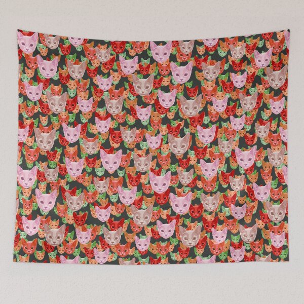 Item preview, Arkhangelsk Cat Faces Floral-like Pink Multicolored Pattern designed and sold by DuFauna.