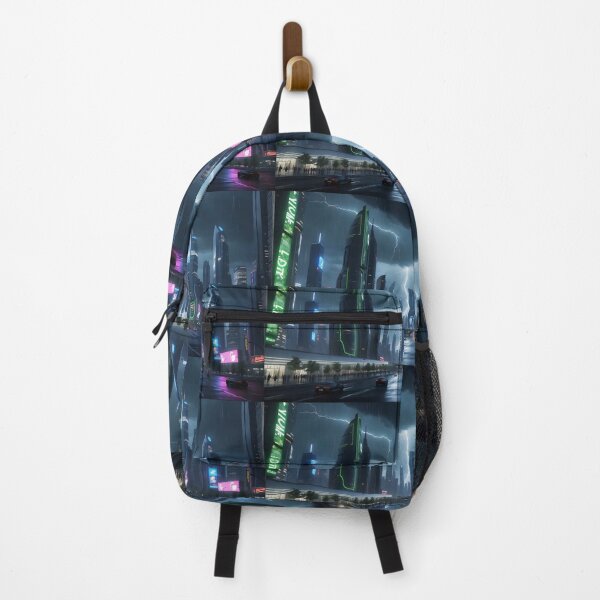 Item preview, Rainy cityscape, lightning illuminates towering, neon-lit skyscrapers. designed and sold by ArtComixHaven.