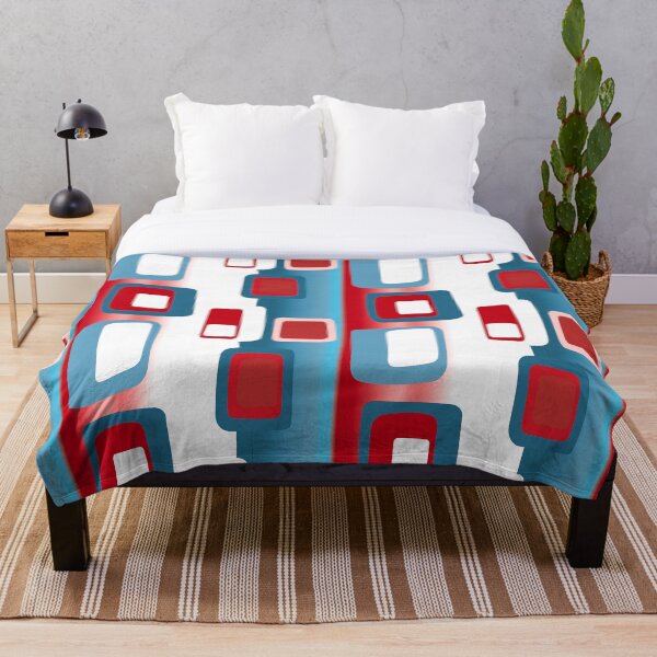 Item preview, Red and Blue Contemporary Retro  fabric designs designed and sold by Andimoot.