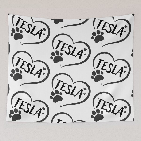 Item preview, Tesla pet dog or cat name in a heart with a paw, great gift for dog or cat owners designed and sold by OCS1337.