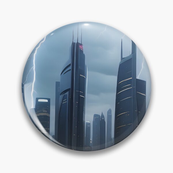 Item preview, Lightning illuminates dark cityscape, reflecting on wet ground. designed and sold by ArtComixHaven.