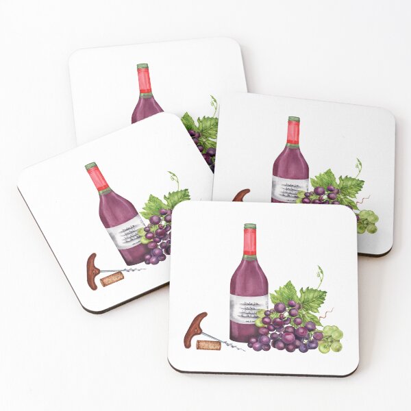 Item preview, Red Wine Bottle with Grapes designed and sold by SvettyArt.