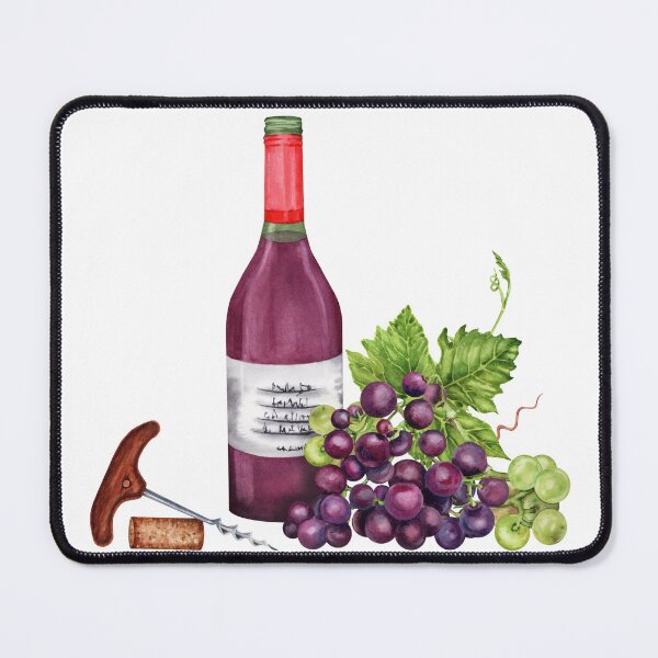 Item preview, Red Wine Bottle with Grapes designed and sold by SvettyArt.