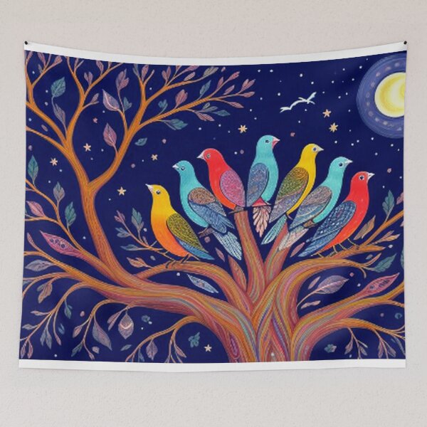 Item preview, Colorful Birds In the Tree designed and sold by TheDarkWardrobe.