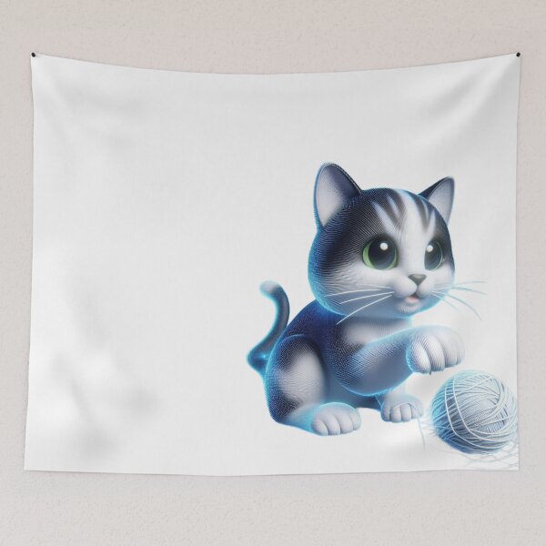 Item preview, Playful kitten with a ball of yarn designed and sold by zdzdesigner.