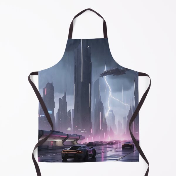 Item preview, Futuristic cityscape, rain, flying ships, neon lights designed and sold by ArtComixHaven.