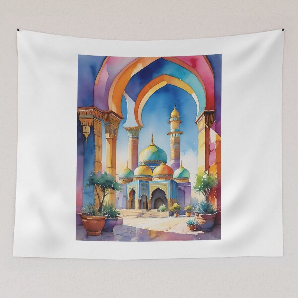 Item preview, Uzbekistan Architecture Rainbow Watercolor designed and sold by Places On Earth.
