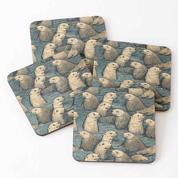 Item preview, [PATTERN] Woodcut Otters designed and sold by BigLibras.
