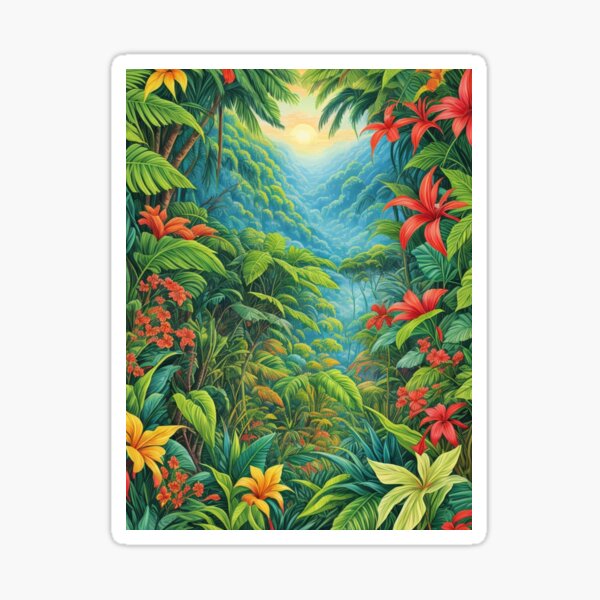 Item preview, Exotic green jungle landscape designed and sold by IlinArt.