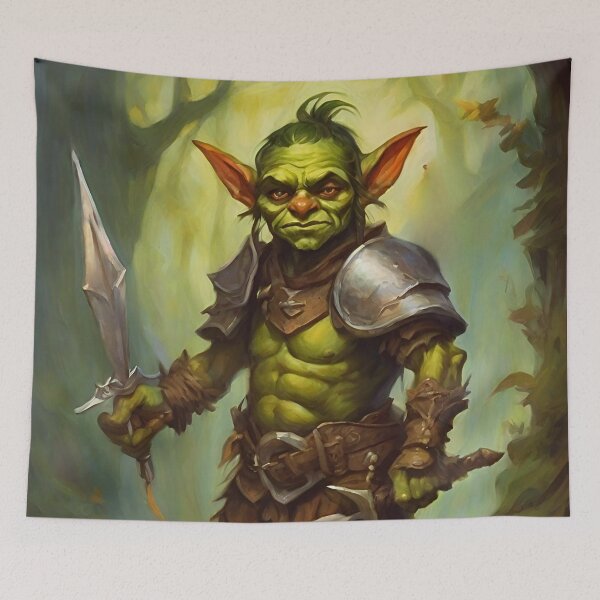Item preview, Goblin Warrior - goblincore goblin zombie fantasy oil painting illustration designed and sold by Fantasy Cache.