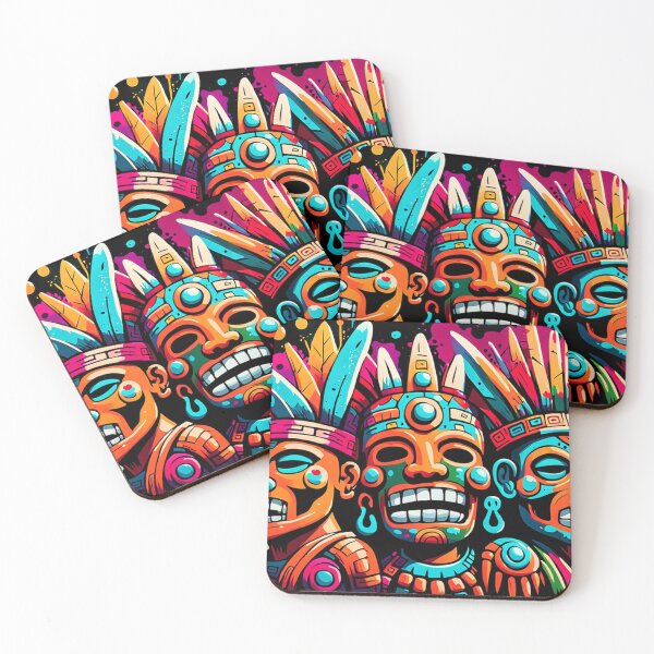 Item preview, Triumvirate of Mesoamerican Spirits Vivid Tribal Mask Art designed and sold by WickedAI.