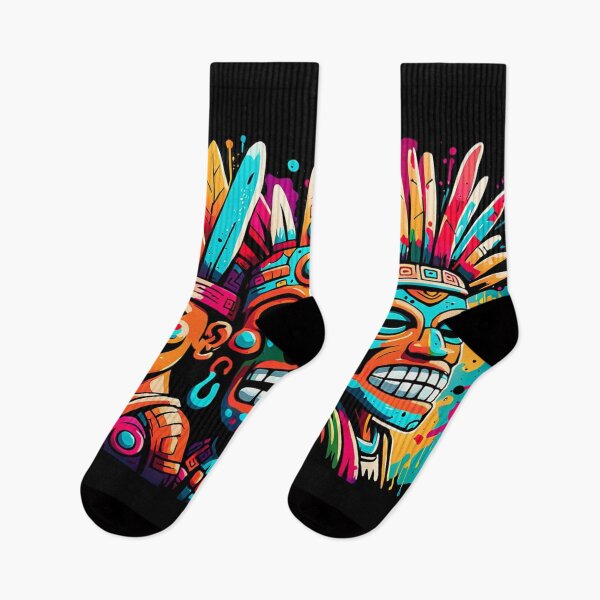 Item preview, Triumvirate of Mesoamerican Spirits Vivid Tribal Mask Art designed and sold by WickedAI.