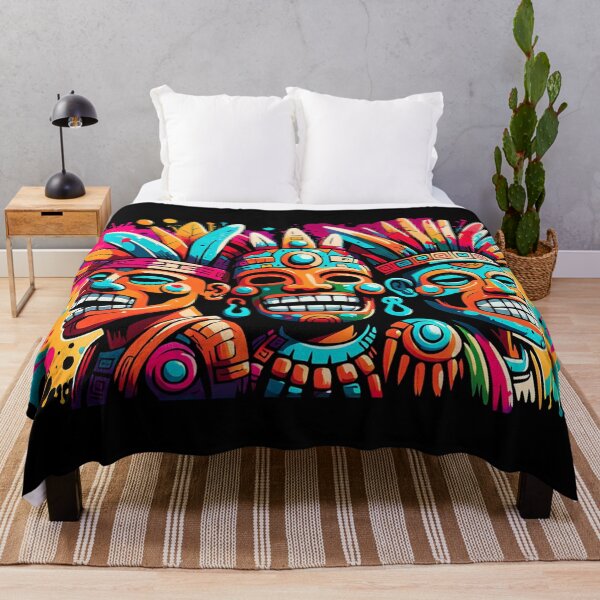 Item preview, Triumvirate of Mesoamerican Spirits Vivid Tribal Mask Art designed and sold by WickedAI.