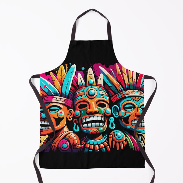 Item preview, Triumvirate of Mesoamerican Spirits Vivid Tribal Mask Art designed and sold by WickedAI.