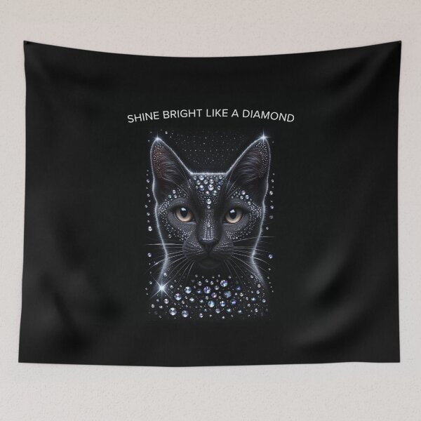Item preview, Shine bright like a diamond - black jewel cat designed and sold by aikittycats.