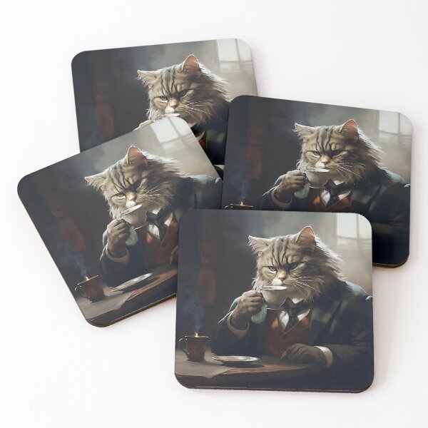 Item preview, Cat Boss Drinking Coffee designed and sold by CatsAndDogs-TF.
