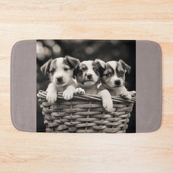 Item preview, Vintage Black and White Photo of a Basket of Puppies designed and sold by Samuelsboro.