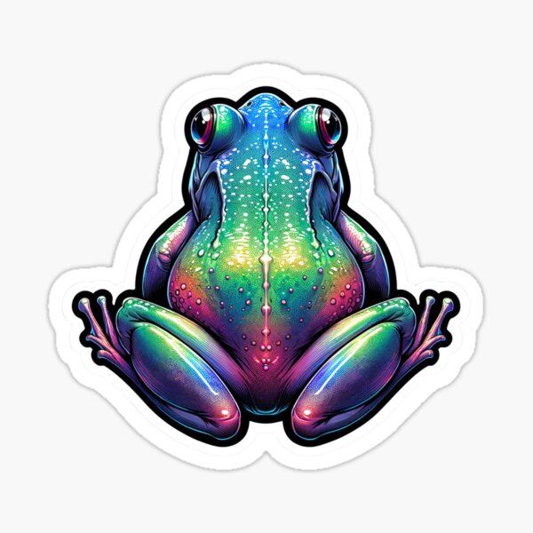 Item preview, Holographic Frog Butt  designed and sold by CustomStickerAI.